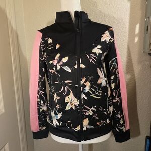 Ideology Black and Pink Bomber Jacket with Floral Design (AW-002)